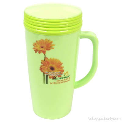 Unique Bargains Outdoor Traveling Green Plastic Insulated Vacuum Flask Bottle Container 400ml